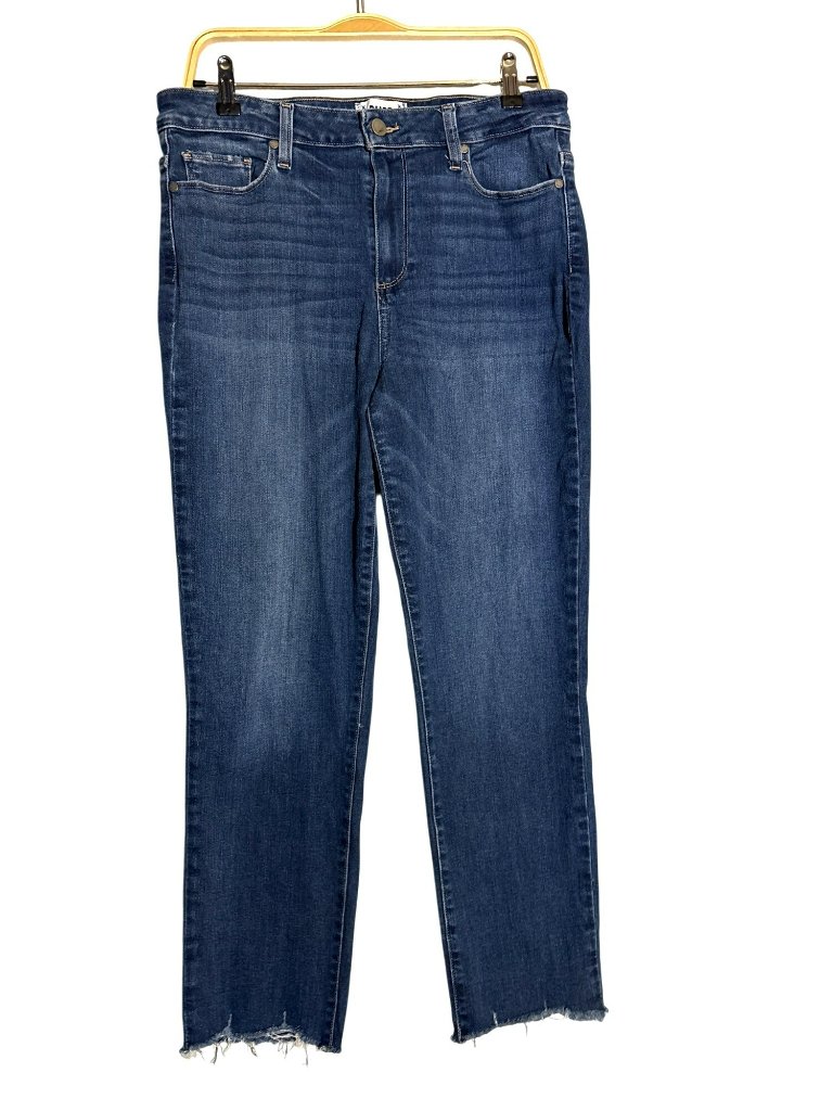 Paige Hoxton Slim Adanah Distressed Raw Hem High Rise Jeans Size 32